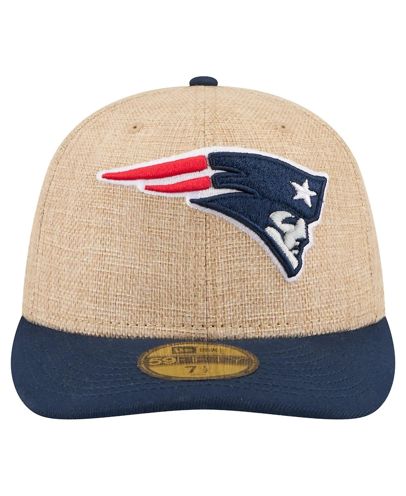 New Era Men's Natural/Navy England Patriots Pre-Curved Twine 59FIFTY Fitted Hat