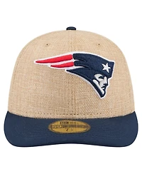 New Era Men's Natural/Navy England Patriots Pre-Curved Twine 59FIFTY Fitted Hat