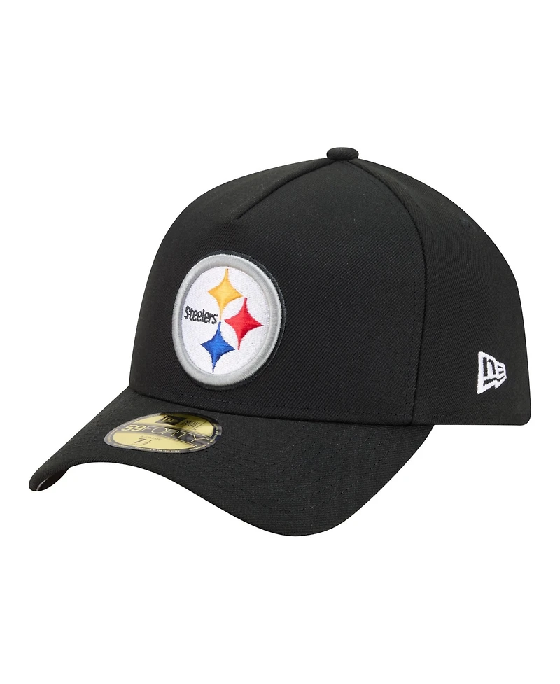 New Era Men's Black Pittsburgh Steelers A-Frame 59FORTY Fitted Hat
