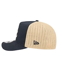 New Era Men's Navy/Natural Atlanta Braves Grained 9FIFTY A-Frame Trucker Adjustable Hat