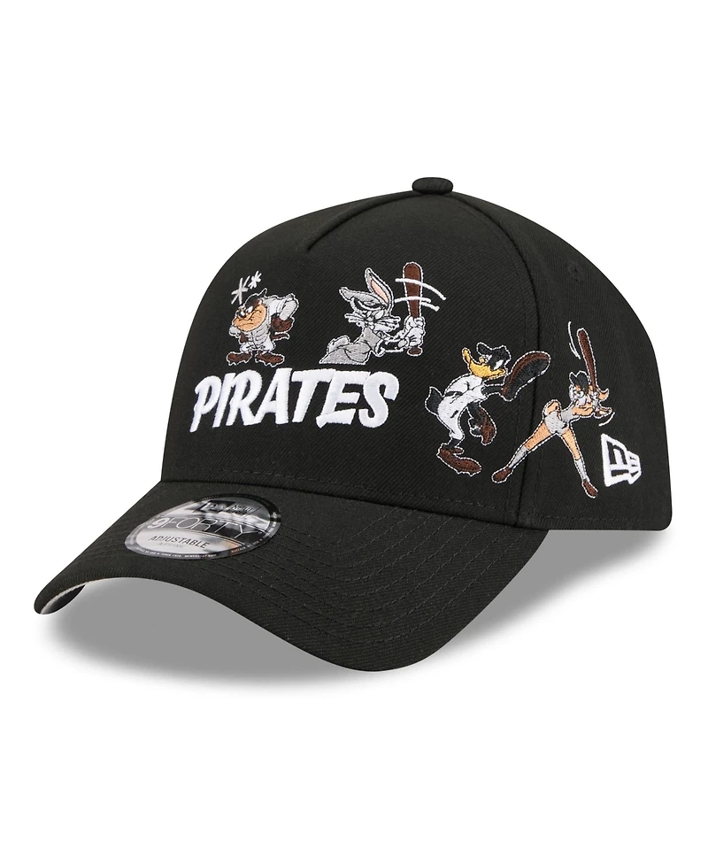 New Era Big Boys and Girls Black Pittsburgh Pirates Looney Tunes A-Frame 9FORTY Adjustable Hat