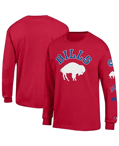 Champion Men's Red Buffalo Bills Long Sleeve Vintage Jersey T-Shirt