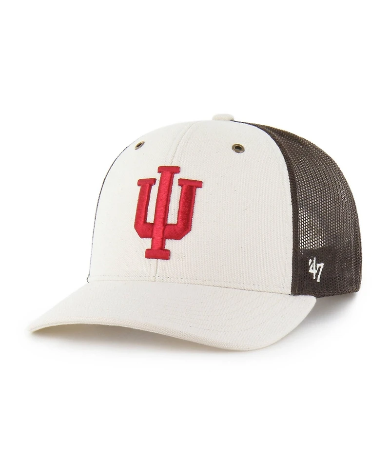 Carhartt x '47 Brand Men's Natural/Brown Indiana Hoosiers Undyed Trucker Adjustable Hat