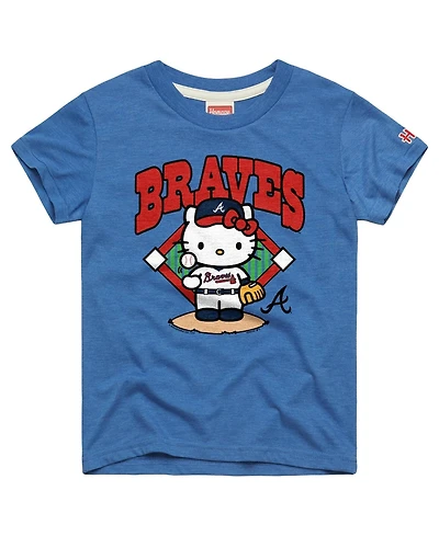 Homage Big Boys and Girls Royal Atlanta Braves Hello Kitty x Mlb Tri-Blend T-Shirt