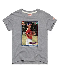 Homage Big Boys and Girls Chipper Jones Gray Atlanta Braves Topps Baseball Card Tri-Blend T-Shirt
