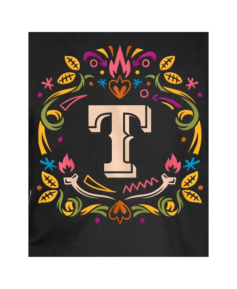 New Era Big Boys and Girls Black Texas Rangers Dia de los Muertos T-Shirt