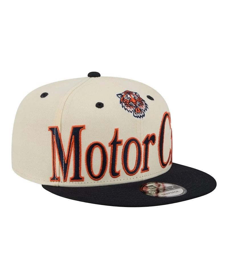 New Era Men's Cream Detroit Tigers Oversized Slogan 9FIFTY Snapback Hat