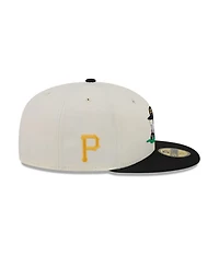 New Era Men's Cream/Black Pittsburgh Pirates Bullpen Cart 59FIFTY Fitted Hat