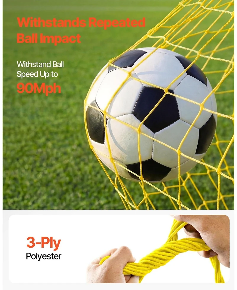 Sugift 2-in-1 Soccer Goal Rebounder Net with Fiberglass Poles and Iron Pipe