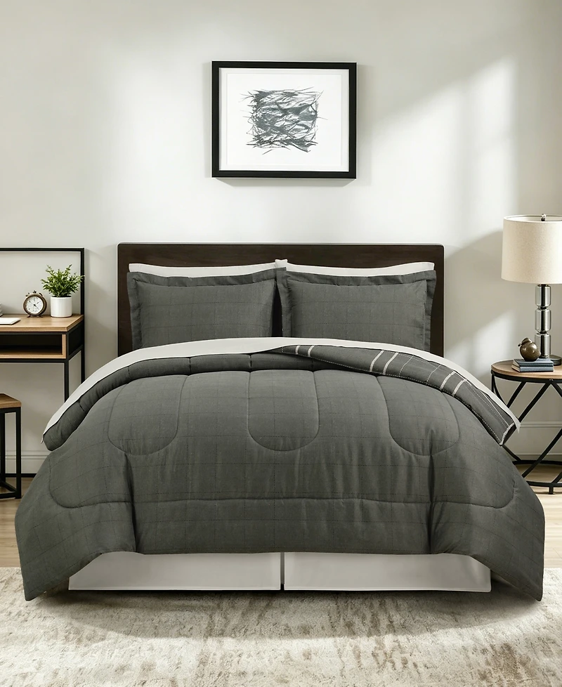 Macy's Annie Plaid Reversible Microfiber 8-piece Comforter Set