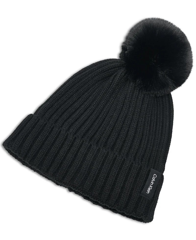 Calvin Klein Women's Snug Everday Cozy Soft Pom Beanie