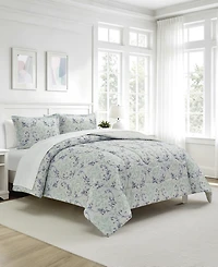 Macy's Painterly Damask Reversible Microfiber 3-piece Comforter Set