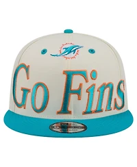 New Era Men's Cream Miami Dolphins Oversized Slogan 9FIFTY Snapback Hat