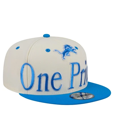 New Era Men's Cream Detroit Lions Oversized Slogan 9FIFTY Snapback Hat