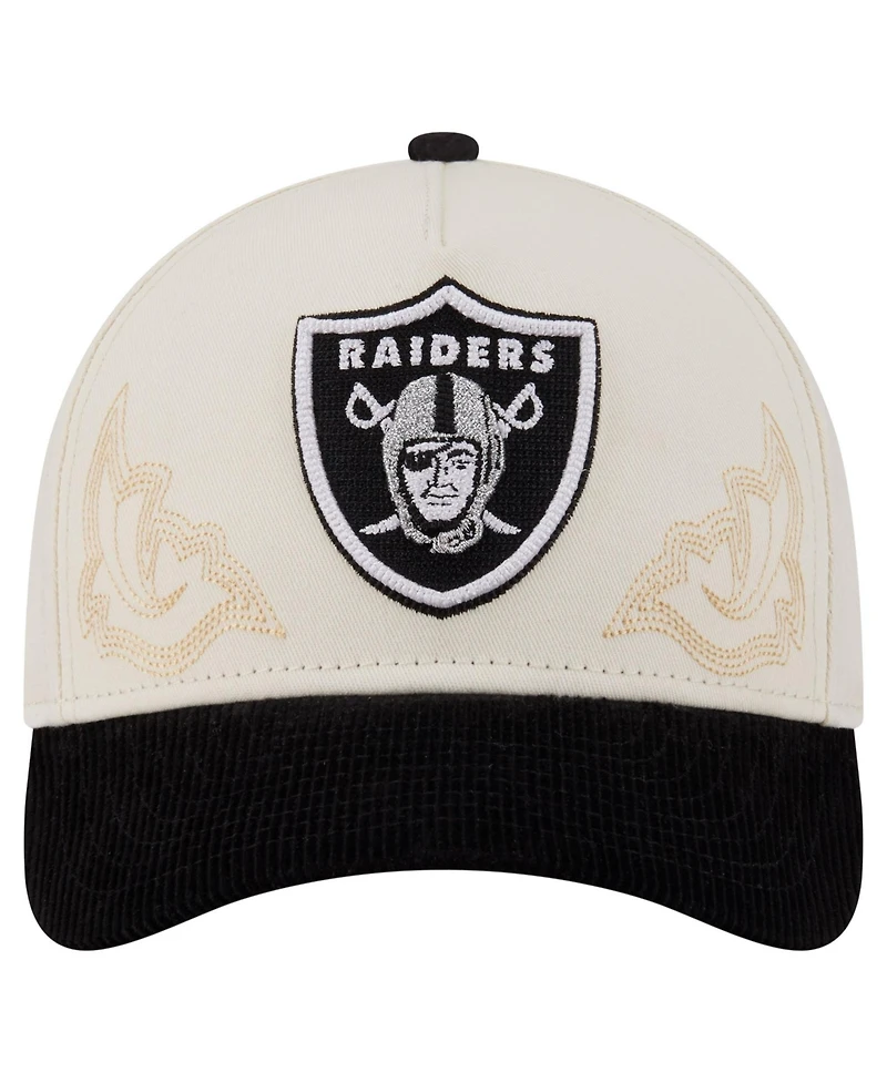 New Era Men's Cream/Black Las Vegas Raiders Western 9FORTY A-Frame Adjustable Hat