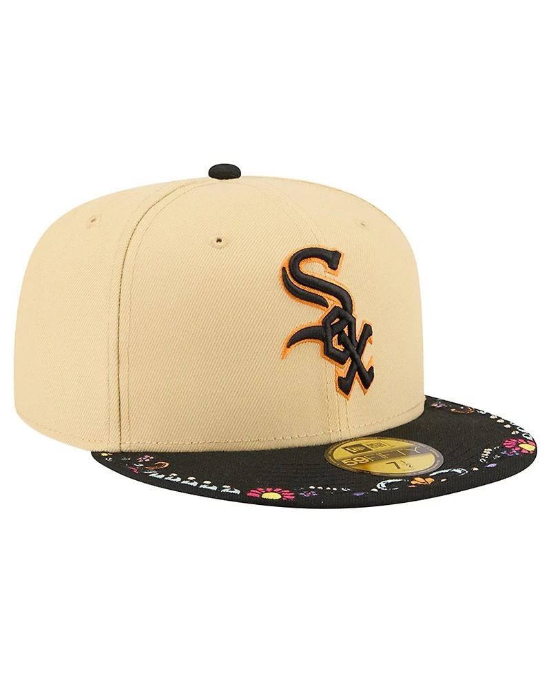 New Era Men's Light Beige Chicago White Sox Two-Tone Embroidered Visor 59FIFTY Fitted Hat