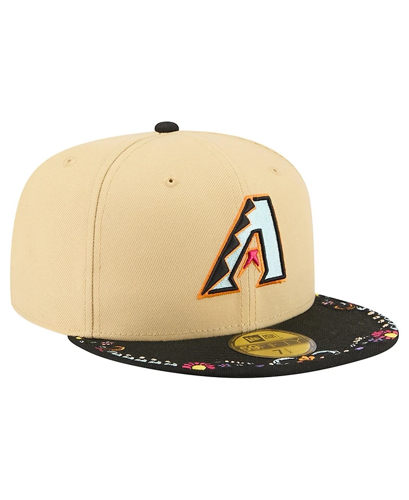 New Era Men's Light Beige Arizona Diamondbacks Two-Tone Embroidered Visor 59FIFTY Fitted Hat