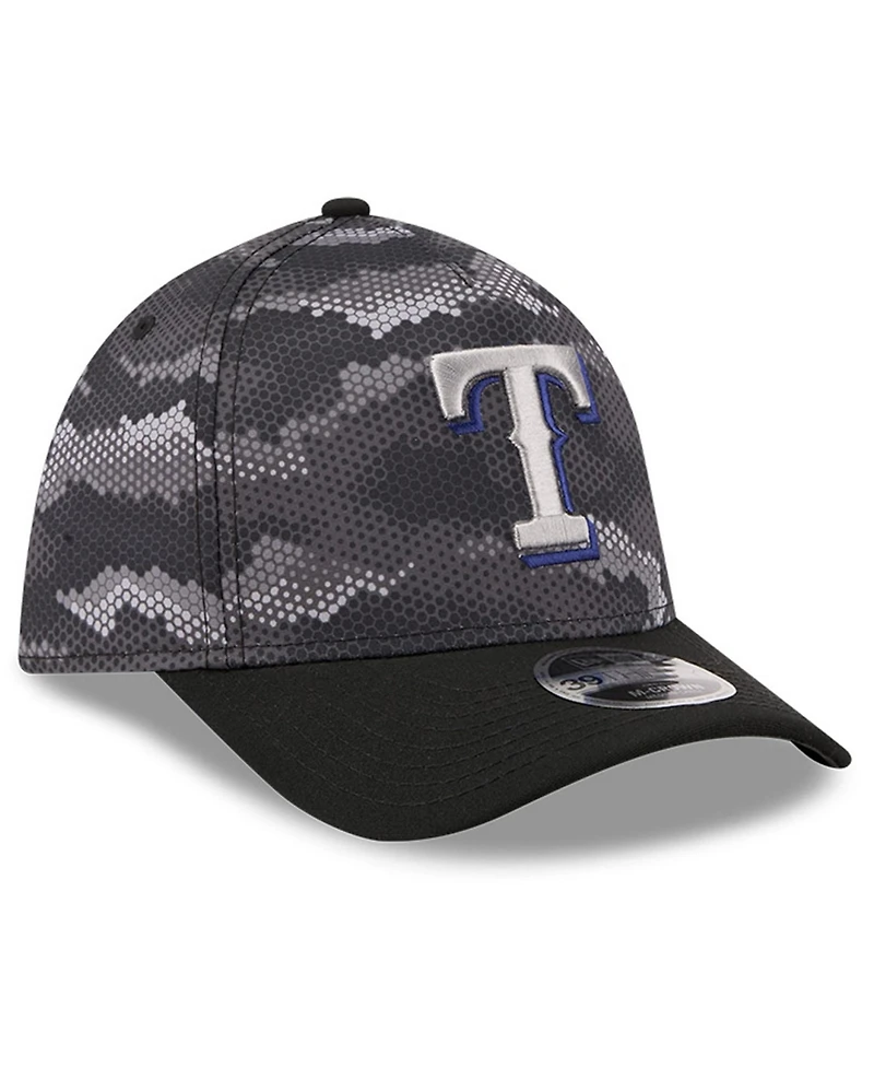 New Era Men's Black Texas Rangers Camo 39THIRTY A-Frame Flex Hat