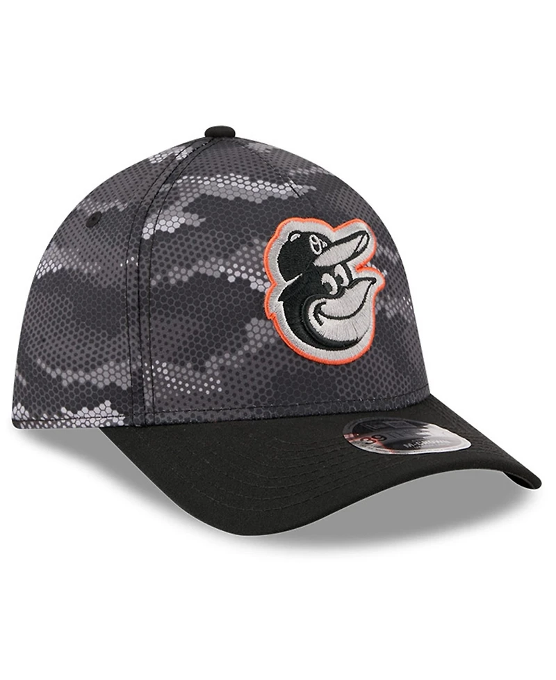 New Era Men's Black Baltimore Orioles Camo 39THIRTY A-Frame Flex Hat