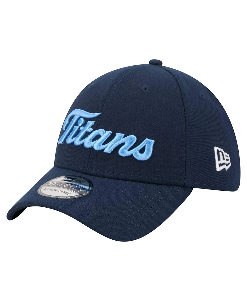 New Era Men's Navy Tennessee Titans Script 39THIRTY Flex Hat
