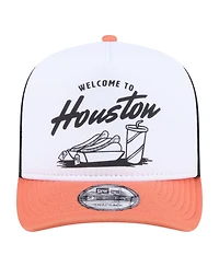 New Era Men's White/Orange Houston Astros Foodie A-Frame 9FIFTY Trucker Snapback Hat