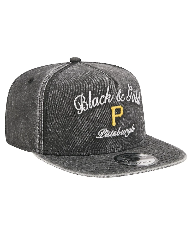 New Era Men's Black Pittsburgh Pirates City Slogan A-Frame 9FIFTY Snapback Hat