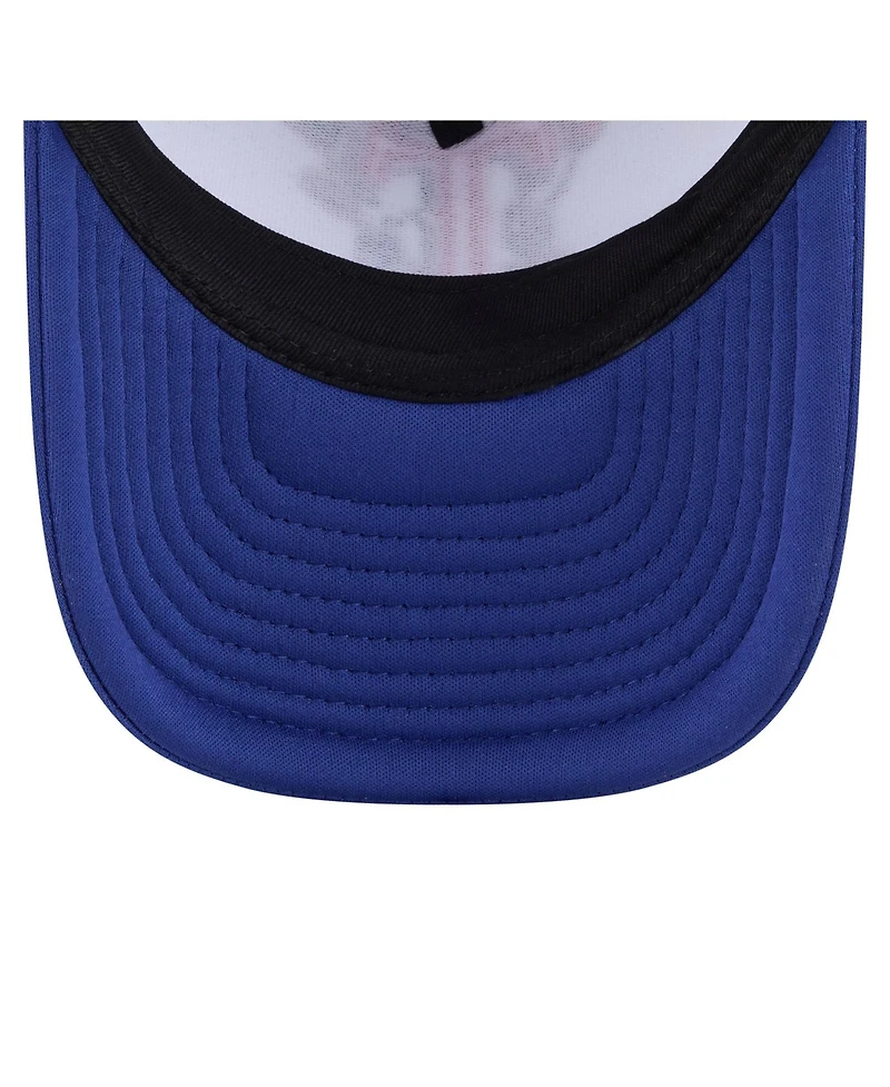 New Era Big Boys and Girls White/Royal Texas Rangers Food A-Frame 9FORTY Trucker Adjustable Hat