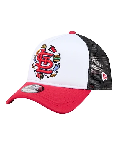 New Era Big Boys and Girls White/Red St. Louis Cardinals Food A-Frame 9FORTY Trucker Adjustable Hat