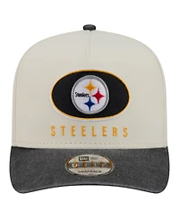 New Era Men's Cream/Black Pittsburgh Steelers Washed A-Frame 9FIFTY Snapback Hat