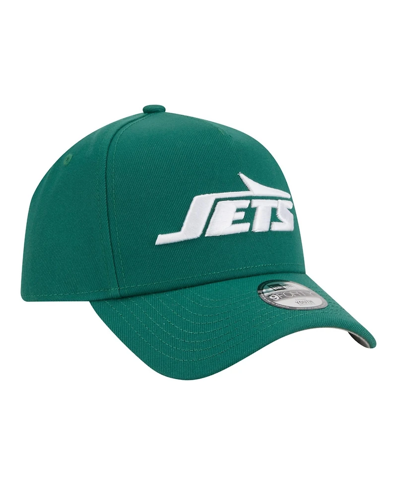 New Era Big Boys and Girls Green New York Jets 9FORTY A-Frame Adjustable Hat