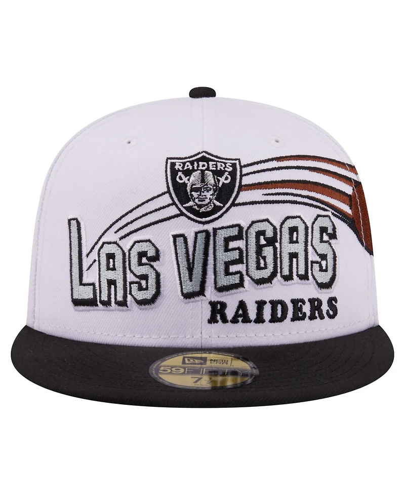 New Era Men's White/Black Las Vegas Raiders Retro Swoop 59FIFTY Fitted Hat