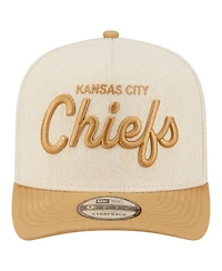 New Era Men's Cream Kansas City Chiefs Herringbone 9FIFTY A-Frame Snapback Hat