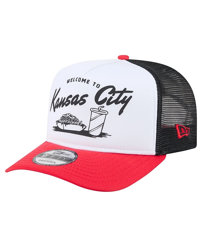 New Era Men's White/Red Kansas City Chiefs Foodie 9FIFTY A-Frame Trucker Snapback Hat