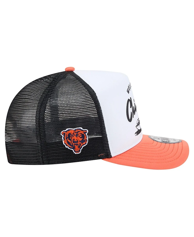 New Era Men's White/Orange Chicago Bears Foodie 9FIFTY A-Frame Trucker Snapback Hat
