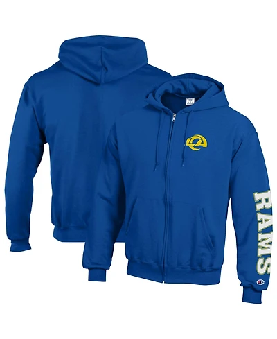 Champion Men's Royal Los Angeles Rams Power blend Fleece Full-Zip Hoodie