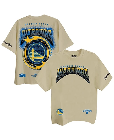 Two Hype Men's and Women's Cream Golden State Warriors Drip Dime Elevated Drop Shoulder T-Shirt