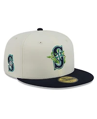 New Era Men's White/Navy Seattle Mariners Blossom 59FIFTY Fitted Hat