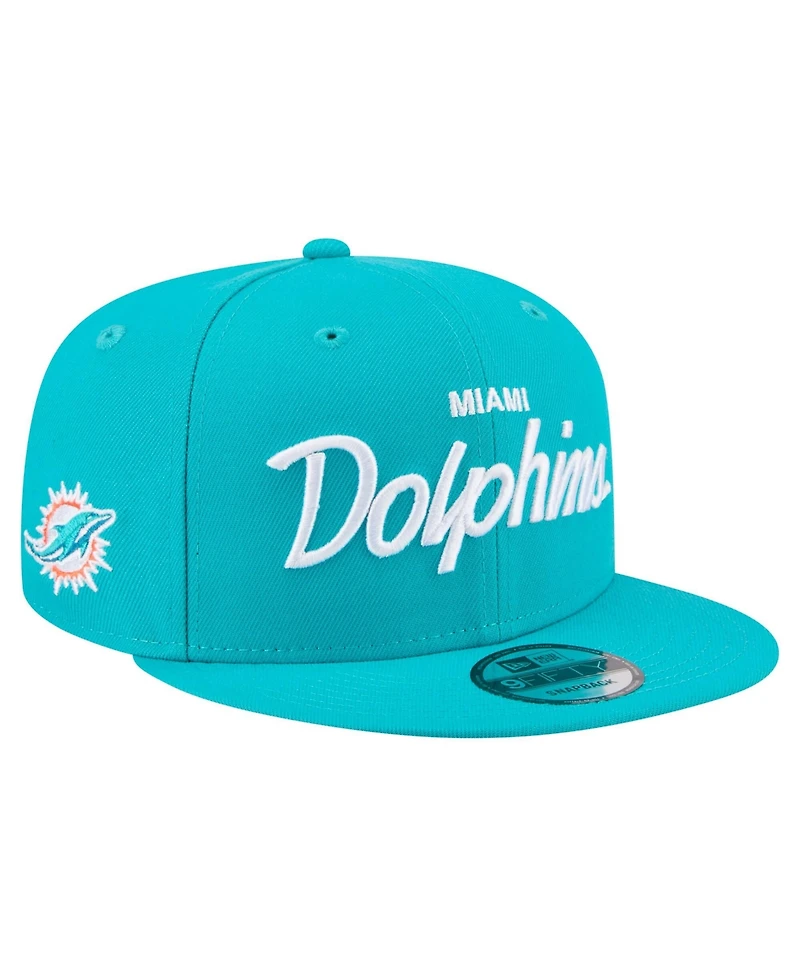 New Era Men's Aqua Miami Dolphins Core Team Script 9FIFTY Snapback Hat