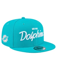 New Era Men's Aqua Miami Dolphins Core Team Script 9FIFTY Snapback Hat