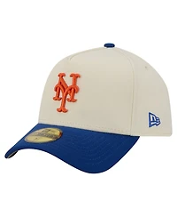 New Era Men's Cream York Mets Chrome A-Frame 59FORTY Fitted Hat