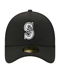 New Era Men's Black Seattle Mariners A-Frame 59FORTY Fitted Hat