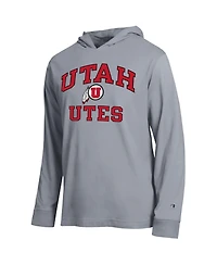 Champion Men's Heather Gray Utah Utes High Motor All-Star Long Sleeve Hooded T-Shirt