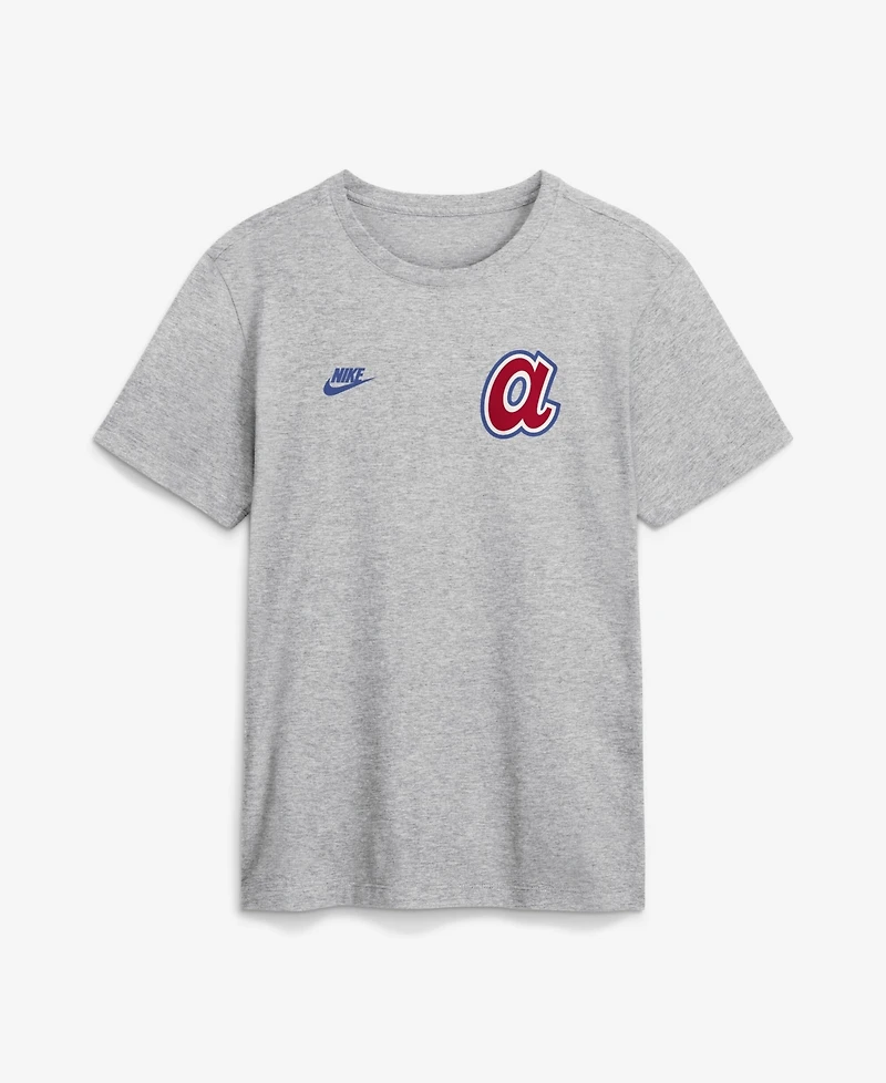 Nike Men's Heather Gray Atlanta Braves Cooperstown 2-Hit T-Shirt