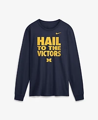 Jordan Men's Navy Michigan Wolverines 2026 Sideline Slogan Dri-fit Long Sleeve T-Shirt
