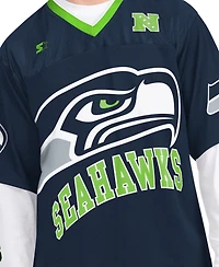 Starter Men's College Navy/White Seattle Seahawks Short Sleeve Long Combo Pack T-Shirt