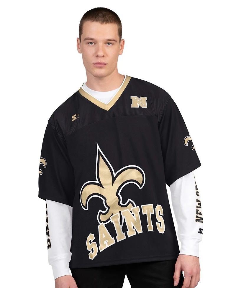 Starter Men's Black/White New Orleans Saints Short Sleeve Long Combo Pack T-Shirt