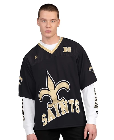 Starter Men's Black/White New Orleans Saints Short Sleeve Long Combo Pack T-Shirt