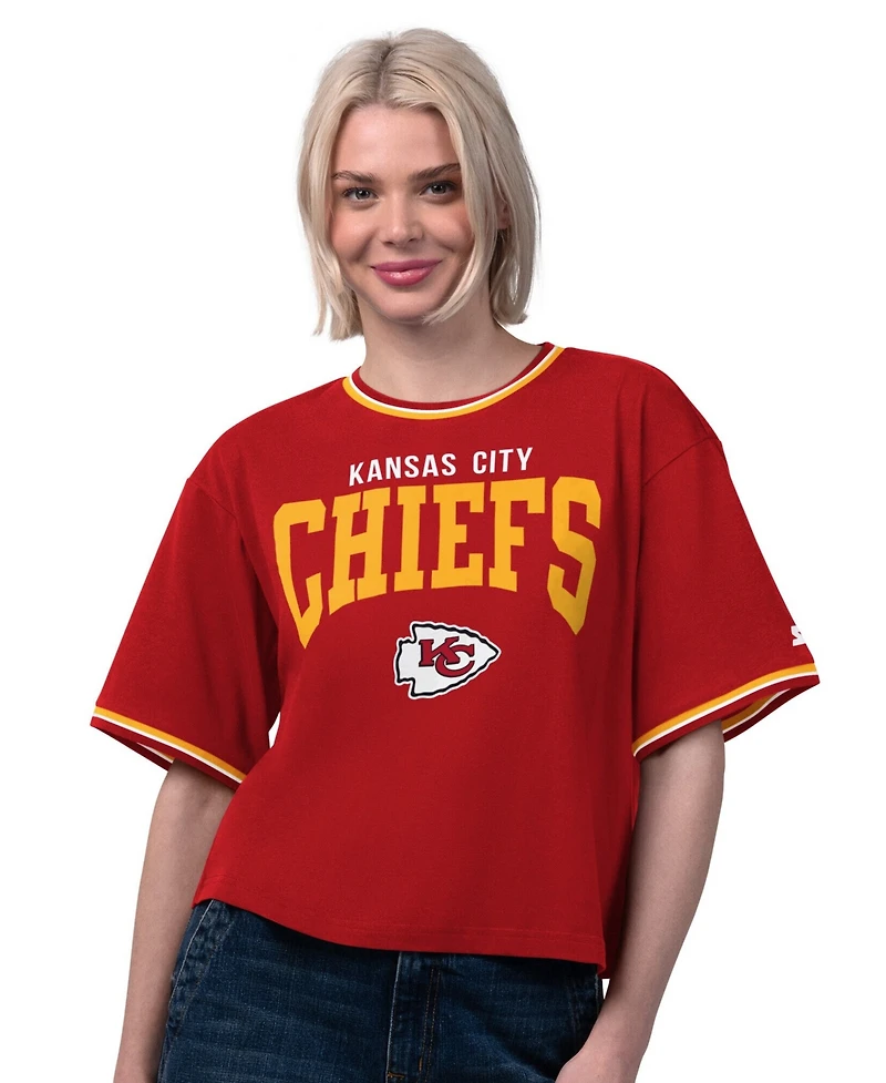 Starter Women's Kansas City Chiefs Ace Cropped-Oversized T-Shirt