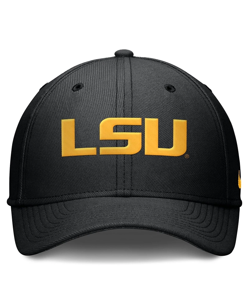 Nike Men's Black Lsu Tigers Rise Swoosh Dri-fit Flex Hat
