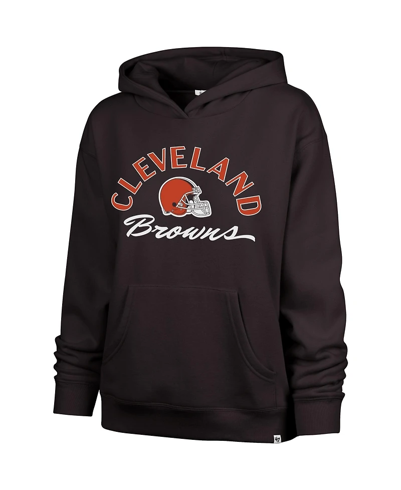 '47 Brand Women's Cleveland Browns Whirlwind Naomi Relaxed-Fit Ribbed Sleeves and Hem Pullover Hoodie
